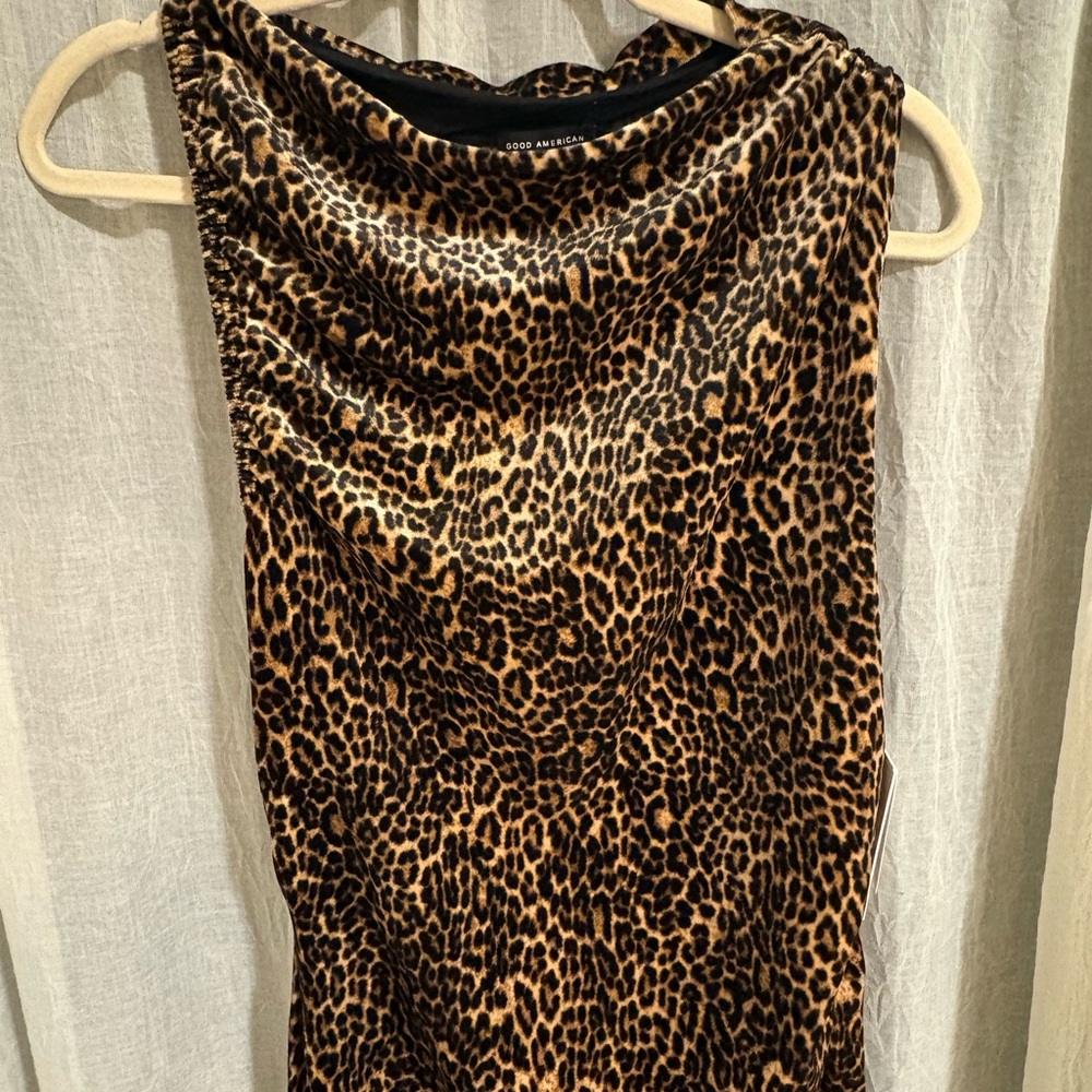 NWT Good American Formal Velvet High Neck Cheetah Leopard Print Maxi Dress XL - Picture 8 of 16